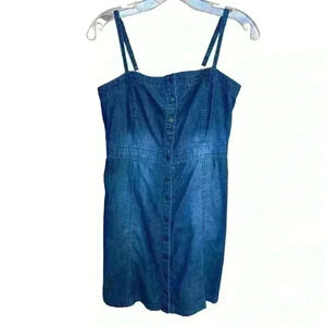 Tinseltown Medium Wash Denim Dress Button Front Size Medium